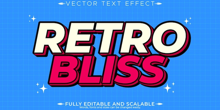 Vector gratuito efecto de texto retro vintage editable estilo de texto moderno y de cartel