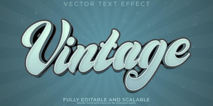 Vector gratuito efecto de texto retro vintage estilo de texto editable de los años 70 y 80