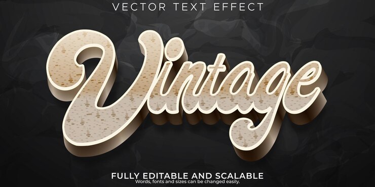 Vector gratuito efecto de texto retro vintage estilo de texto editable de los años 70 y 80