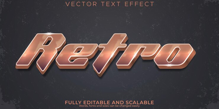 Vector gratuito efecto de texto retro vintage estilo de texto editable de los años 70 y 80