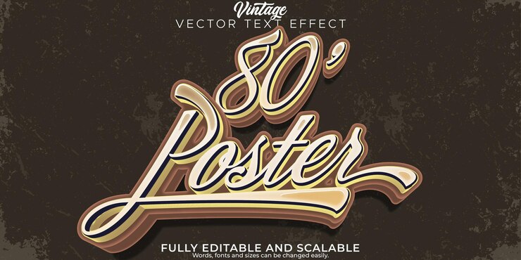 Vector gratuito efecto de texto retro vintage estilo de texto editable de los años 70 y 80