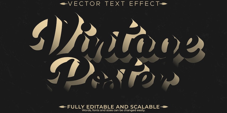 Vector gratuito efecto de texto retro vintage estilo de texto editable de los años 70 y 80