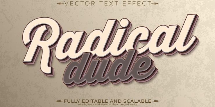 Vector gratuito efecto de texto retro vintage estilo de texto editable de los años 70 y 80