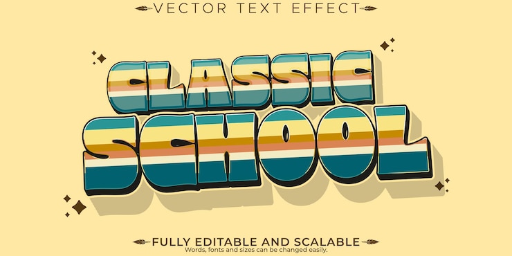 Vector gratuito efecto de texto retro vintage estilo de texto editable de los años 70 y 80