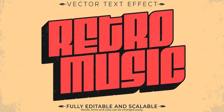 Vector gratuito efecto de texto retro vintage estilo de texto editable de los años 70 y 80