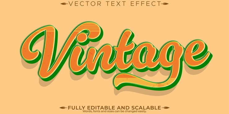Vector gratuito efecto de texto retro vintage estilo de texto editable de los años 70 y 80