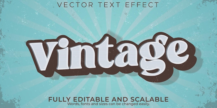 Vector gratuito efecto de texto retro, vintage, estilo de texto editable de los años 70 y 80