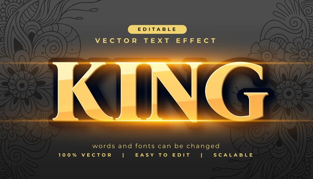efecto de texto rey en negrita dorada editable