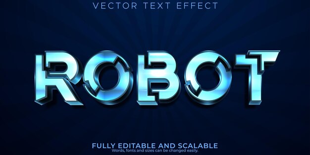 Efecto de texto de robot estilo de texto metálico y tecnológico editable