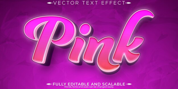 Efecto de texto rosa color editable y estilo de fuente personalizable pastel