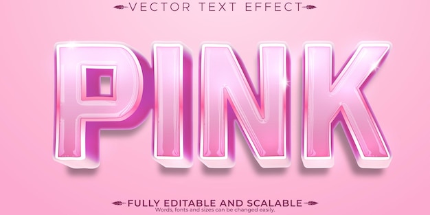 Vector gratuito efecto de texto rosa estilo de texto limpio y suave editable