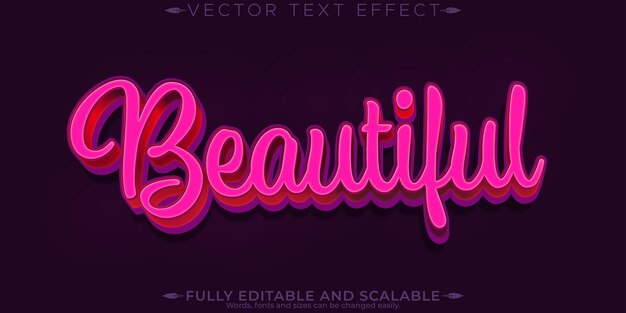 Efecto de texto rosado color editable y estilo de fuente personalizable pastel