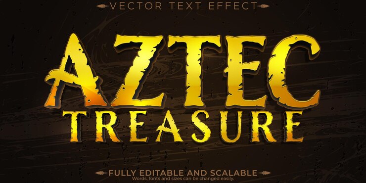 Vector gratuito efecto de texto de ruina azteca estilo de texto maya y perú editable
