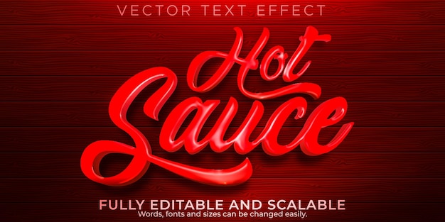 Efecto de texto de salsa picante, estilo de texto editable de chile y pimienta