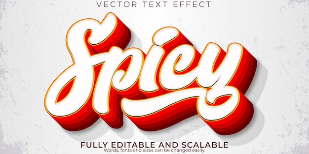 Vector gratuito efecto de texto de salsa picante estilo de texto rojo y picante editable