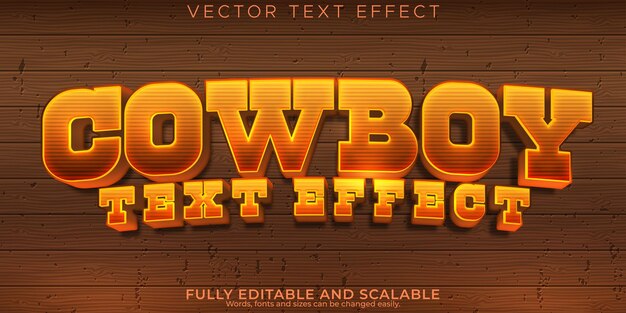 Efecto de texto salvaje de vaquero estilo de texto editable del oeste y texas