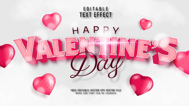 Vector gratuito efecto de texto de san valentín