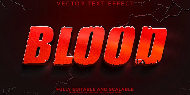Efecto de texto de sangre estilo de texto rojo metálico editable