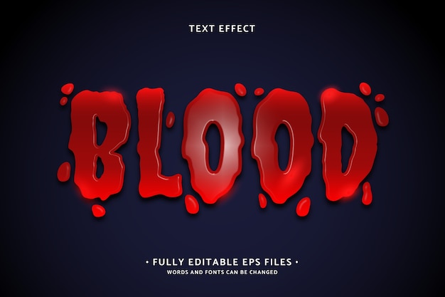 Vector gratuito efecto de texto sangriento de terror realista