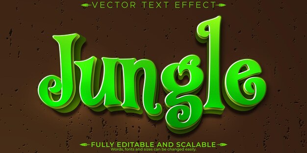 Efecto de texto de selva bosque tropical editable y estilo de fuente personalizable exuberante