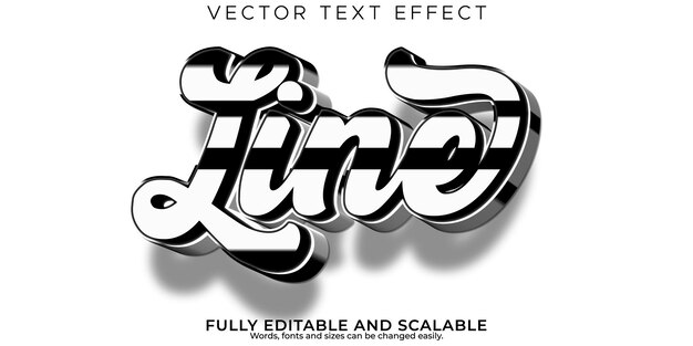 Efecto de texto simple de línea estilo de fuente de tipografía de letras modernas editables