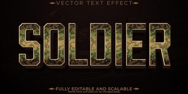 Efecto de texto de soldado del ejército estencil editable y texto de guerra mundial stylex9