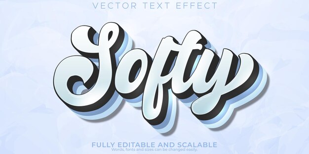 Efecto de texto suave estilo de texto fliffy y nube editable