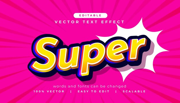 efecto de texto súper letras en estilo moderno