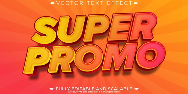 Efecto de texto super promocionable estilo de fuente super y promocionable personalizable