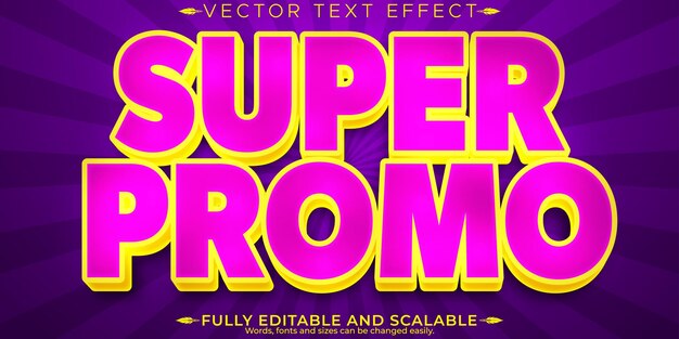 Efecto de texto super promocionable estilo de fuente super y promocionable personalizable