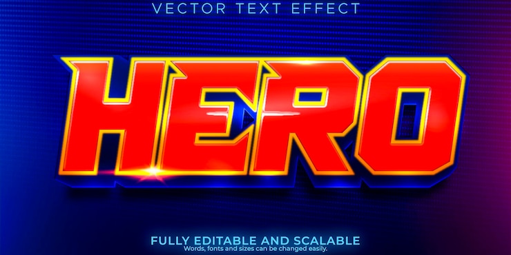 Vector gratuito efecto de texto de superhéroe estilo de texto cómico y dibujos animados editables
