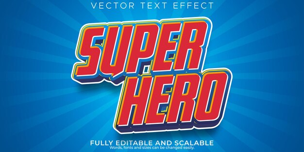 Efecto de texto de superhéroe estilo de texto cómico y dibujos animados editables
