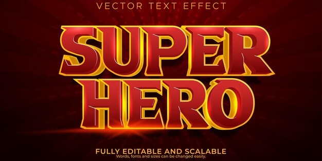 Efecto de texto de superhéroe estilo de texto de película y juego editable