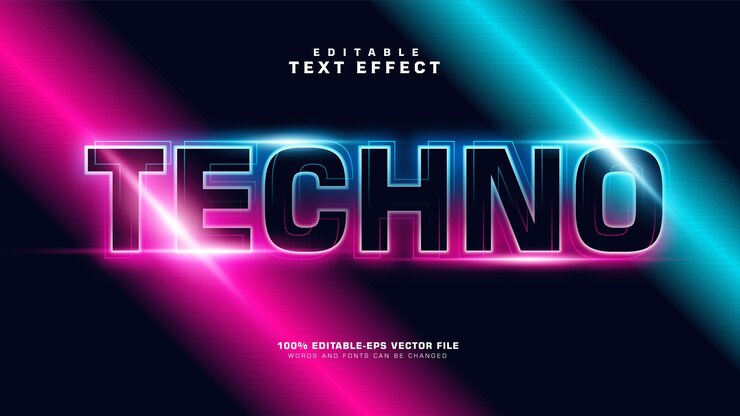 Vector gratuito efecto de texto techno degradado moderno
