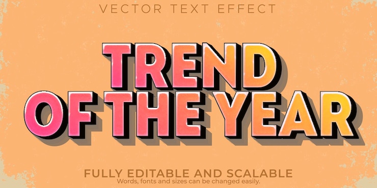Vector gratuito efecto de texto de tendencia estilo de texto retro y fresco editable