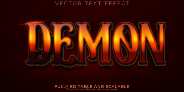Efecto de texto de terror demoníaco editable estilo de texto aterrador y rojo