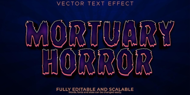 Vector gratuito efecto de texto de terror mortuorio estilo de texto aterrador y muerto editable