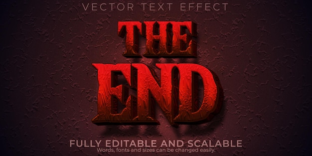 Vector gratuito efecto de texto de terror, noche editable y estilo de texto aterrador