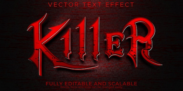 Efecto de texto de terror, noche editable y estilo de texto aterrador
