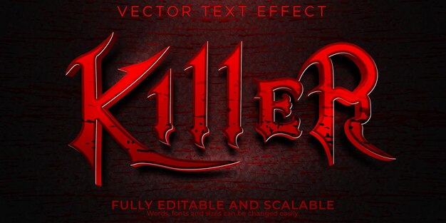 Efecto de texto de terror, noche editable y estilo de texto aterrador