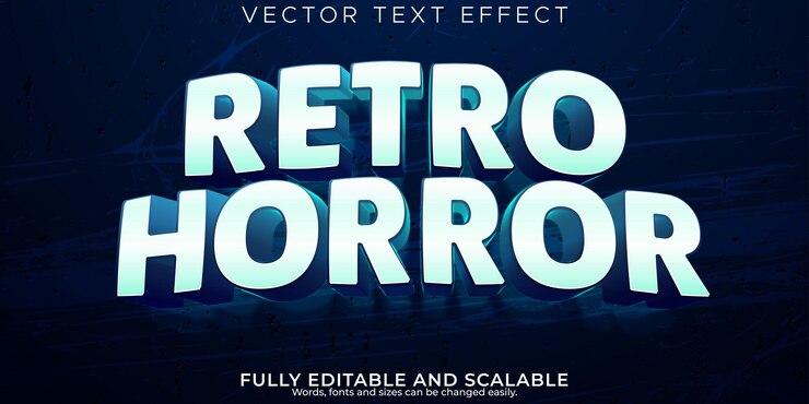 Vector gratuito efecto de texto de terror retro estilo de texto vintage y aterrador editable