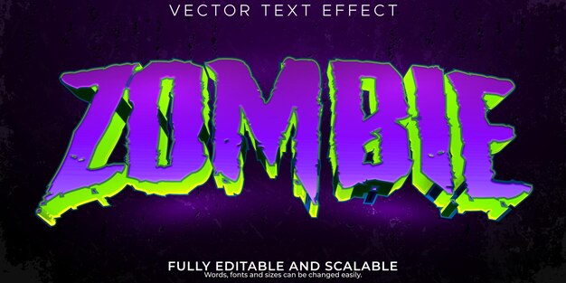 Efecto de texto de terror zombie monstruo editable y estilo de texto aterrador