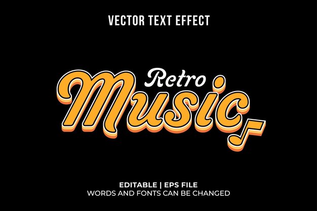 Efecto de texto del título del evento de música retro editable