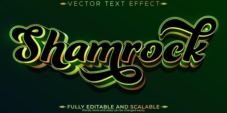Vector gratuito efecto de texto trébol editable trébol y estilo de fuente verde personalizable