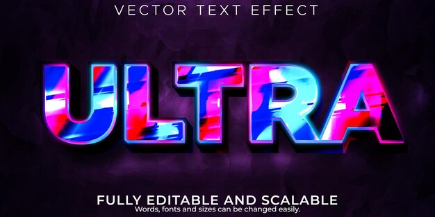 Efecto de texto ultra gaming, futuro editable y estilo de texto metálico