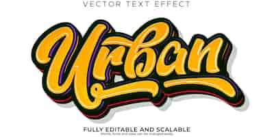 Vector gratuito efecto de texto urbano de graffiti estilo de fuente de tipografía de letras modernas editables