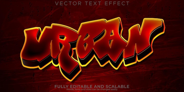 Efecto de texto urbano de graffiti estilo de fuente de tipografía de letras modernas editables