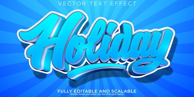 Efecto de texto de vacaciones agua editable y estilo de texto azul