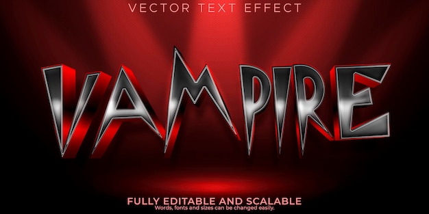Efecto de texto de vampiro horror editable y estilo de texto aterrador