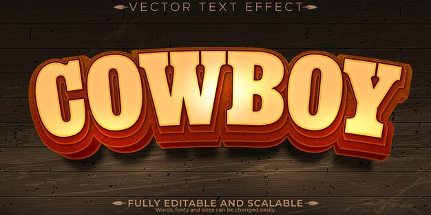 Efecto de texto vaquero estilo de fuente personalizable occidental y rancho editable
